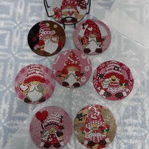 Festive Gnome Beaded Coasters Set
